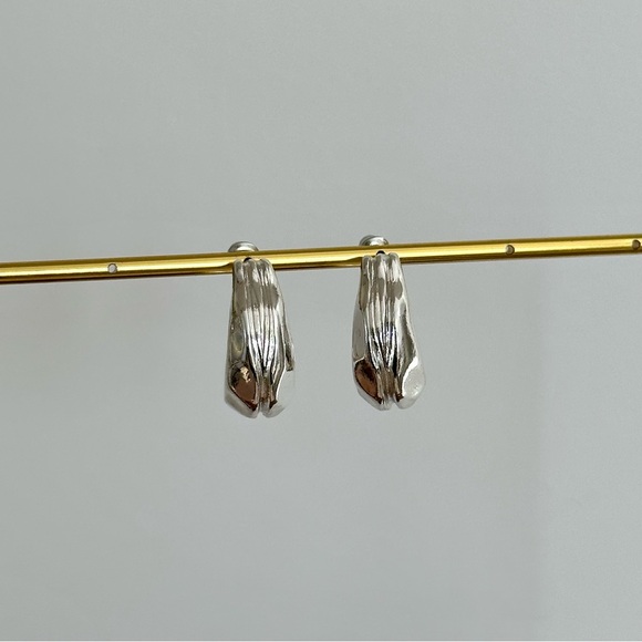 4/$15 Hammered Texture Silver Hoop Earrings - Picture 4 of 6